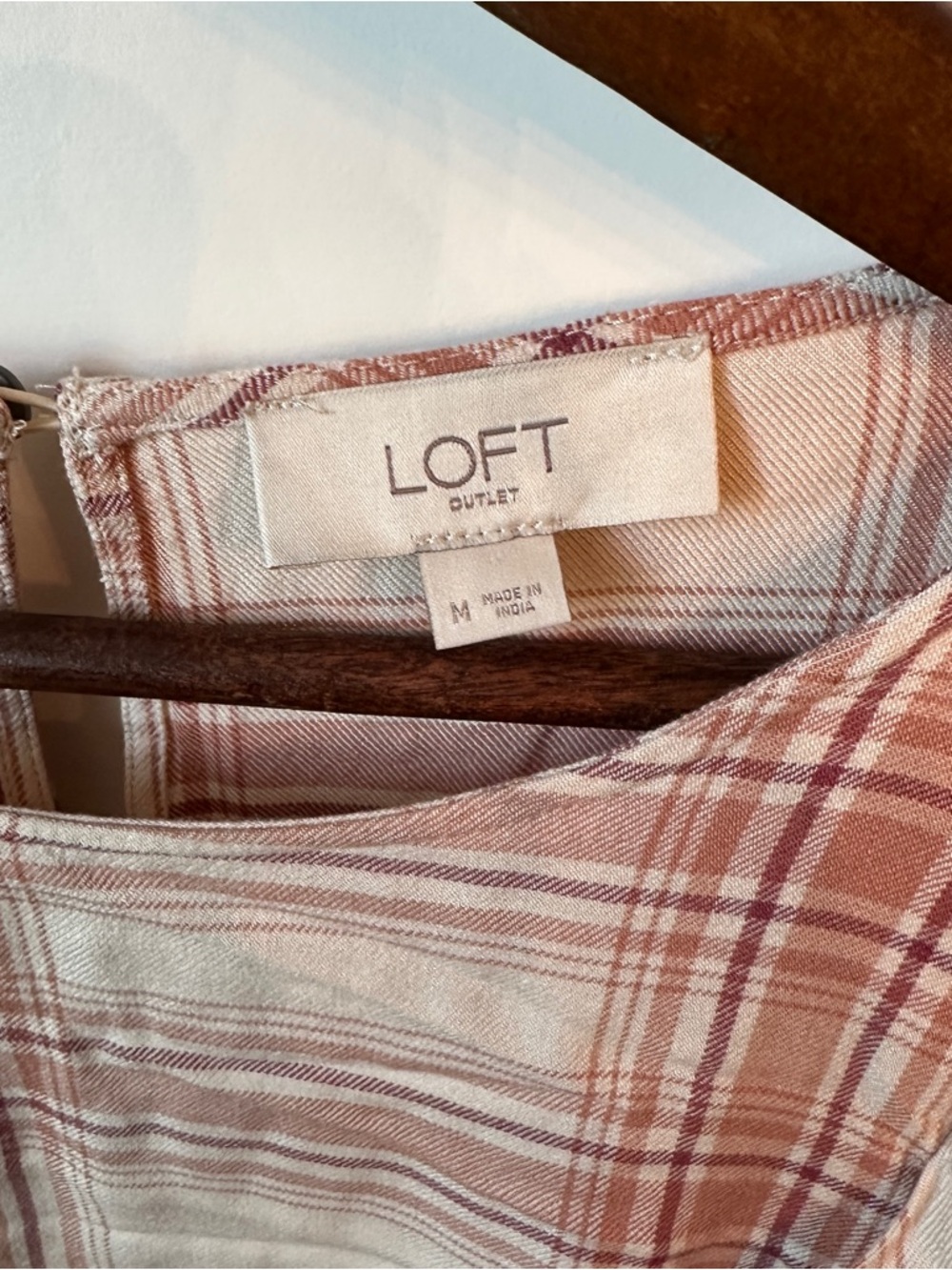 LOFT Rose Plaid Ruffle Peplum Top - Picture 3 of 4